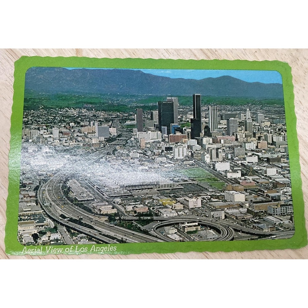 Vintage Aerial View Los Angeles California Kolor Photochrome Postcard 5.5x3.5 In